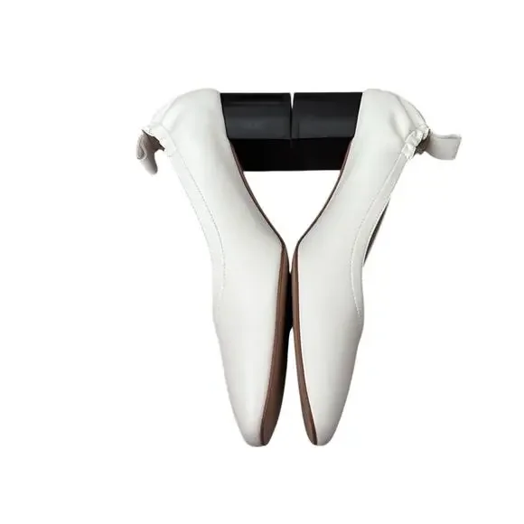 New Everlane The Day Heel Leather Slip On Pump Shoes Cream Size 10 Minimalist - Picture 6 of 8